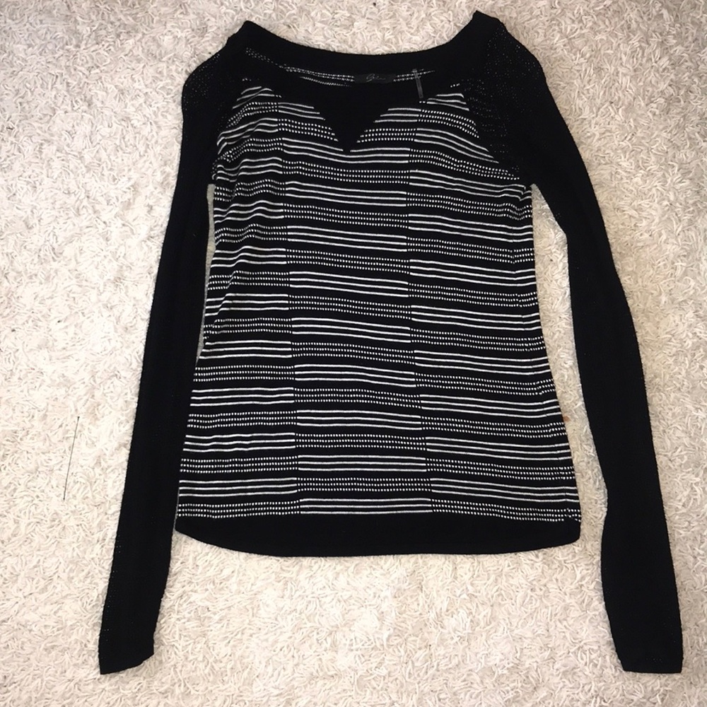 striped black and white v neck sweater